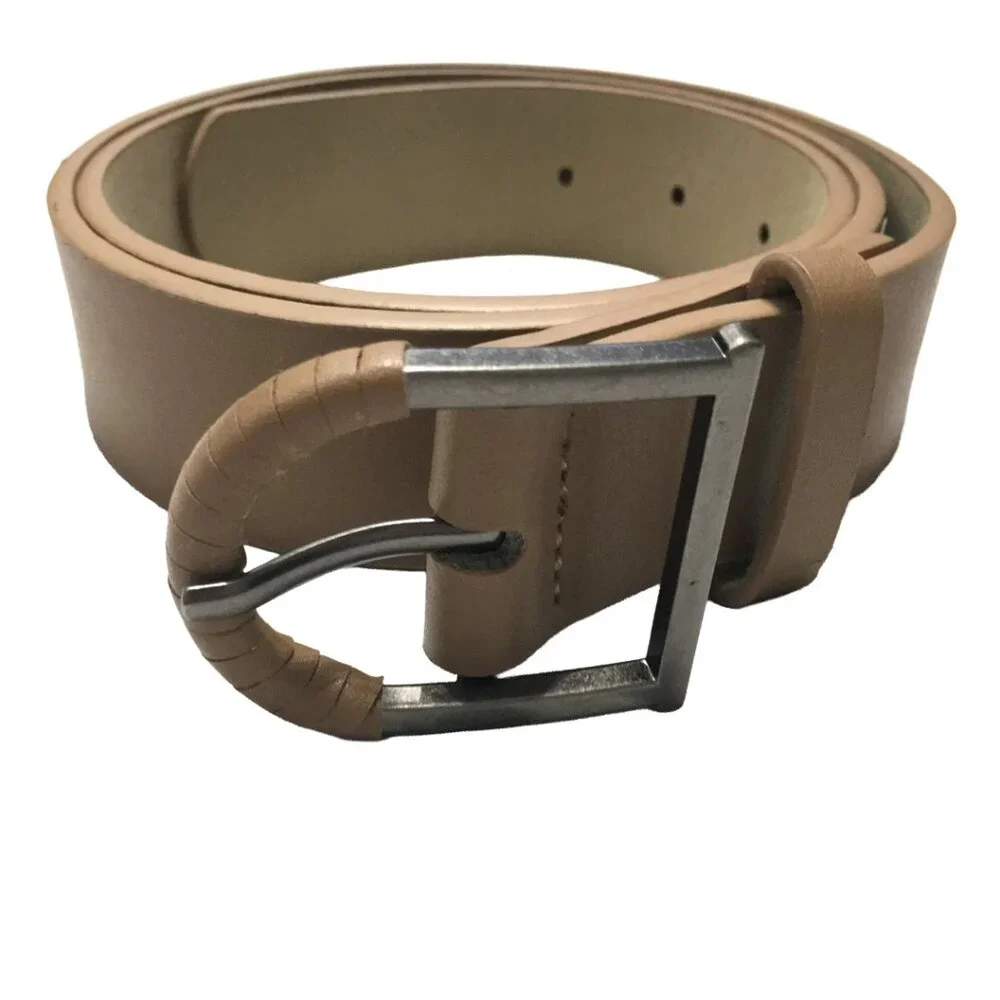 Vince Camuto Women's Beige Vegan Leather Belt Size Medium (30-34 Waist)